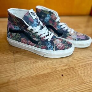 Vans Women's Floral High-Tops - Black and Multicolor